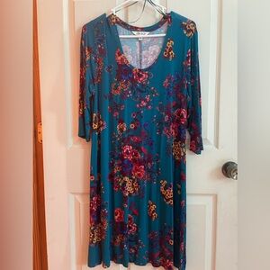 The Pioneer Woman Teal Floral Midi Dress